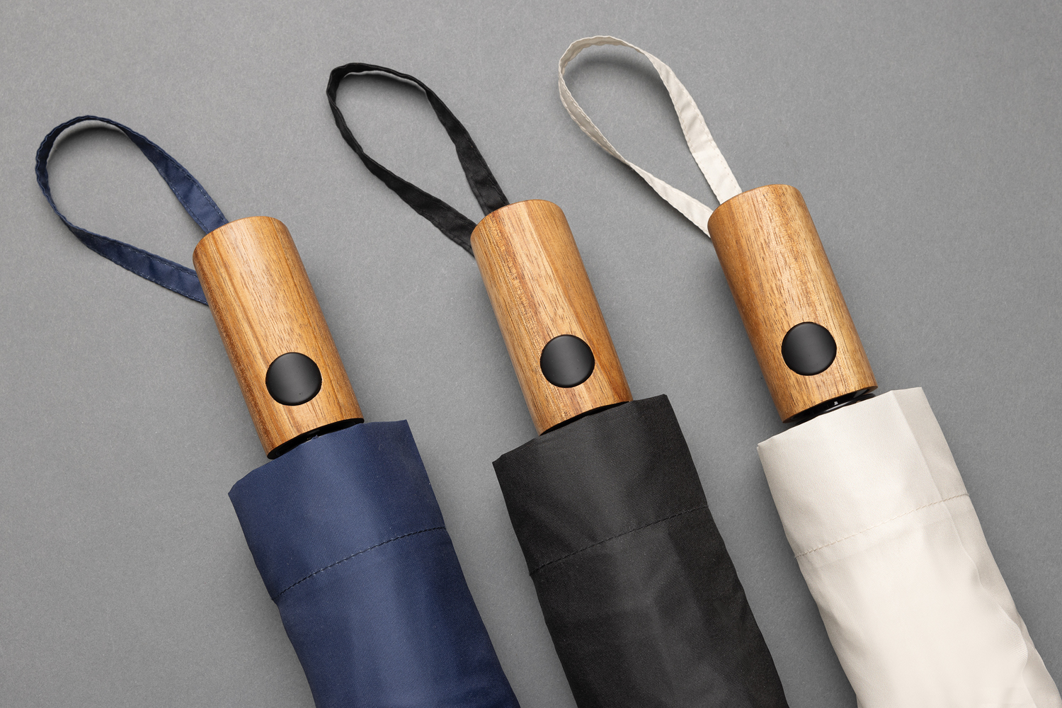 Зонт с автоматическим открыванием Kaycey из rPET и древесины акации AWARE, d54 см