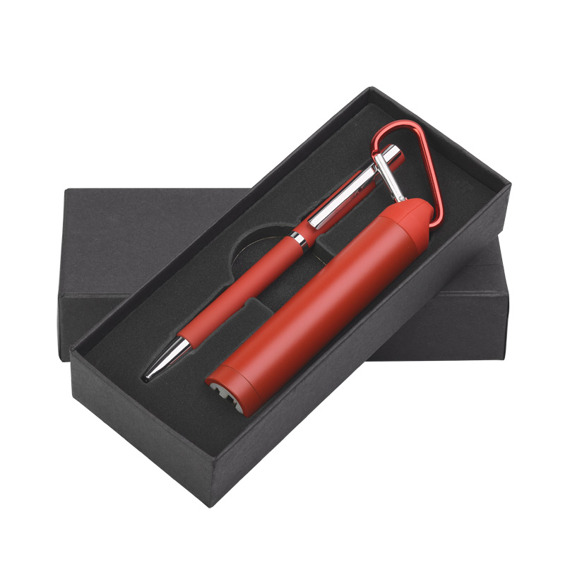 Набор ручка + зарядное устройство 2800 mAh в футляре, красный, покрытие soft touch