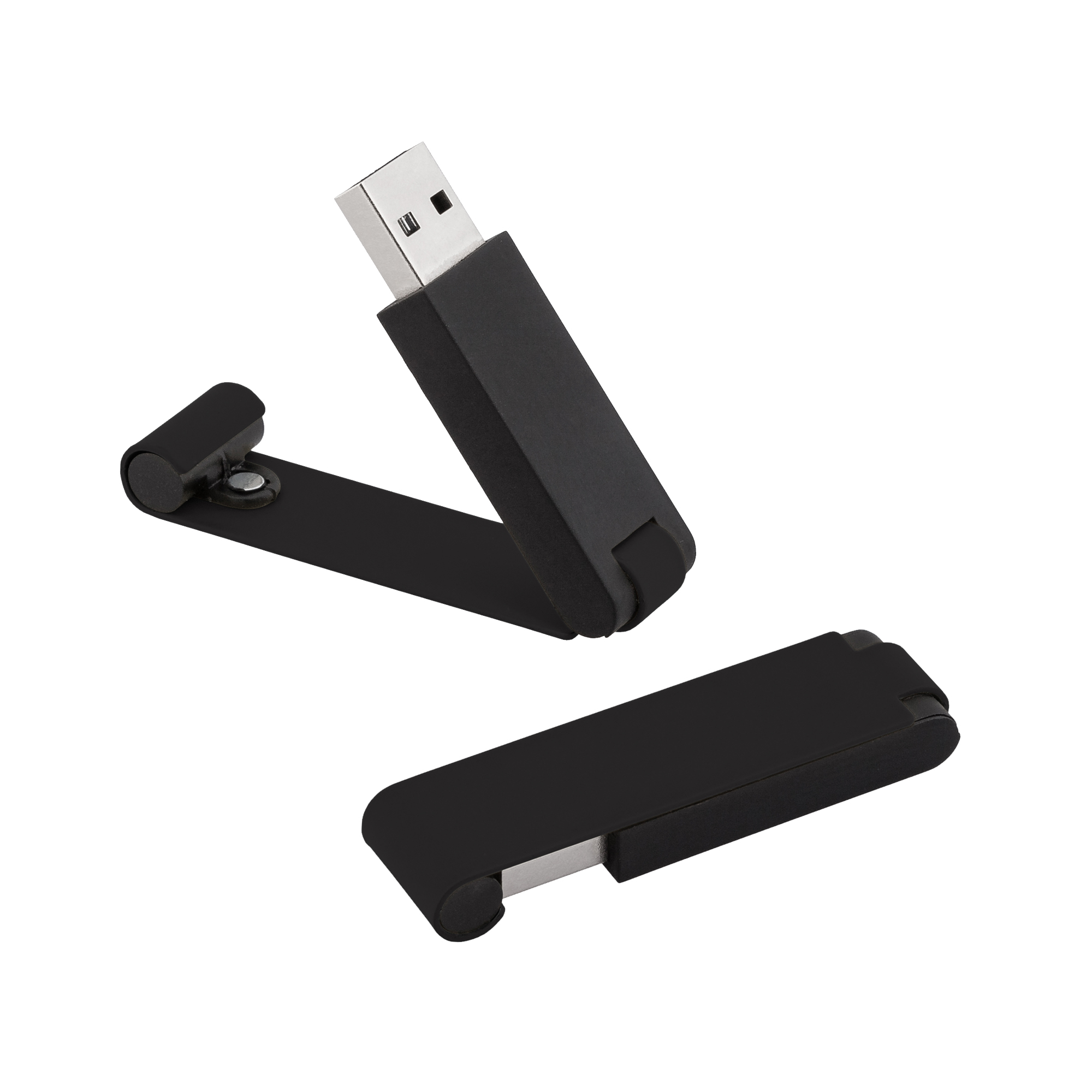 Флеш-карта "Case", объем памяти 16GB, черный/золото, покрытие soft touch