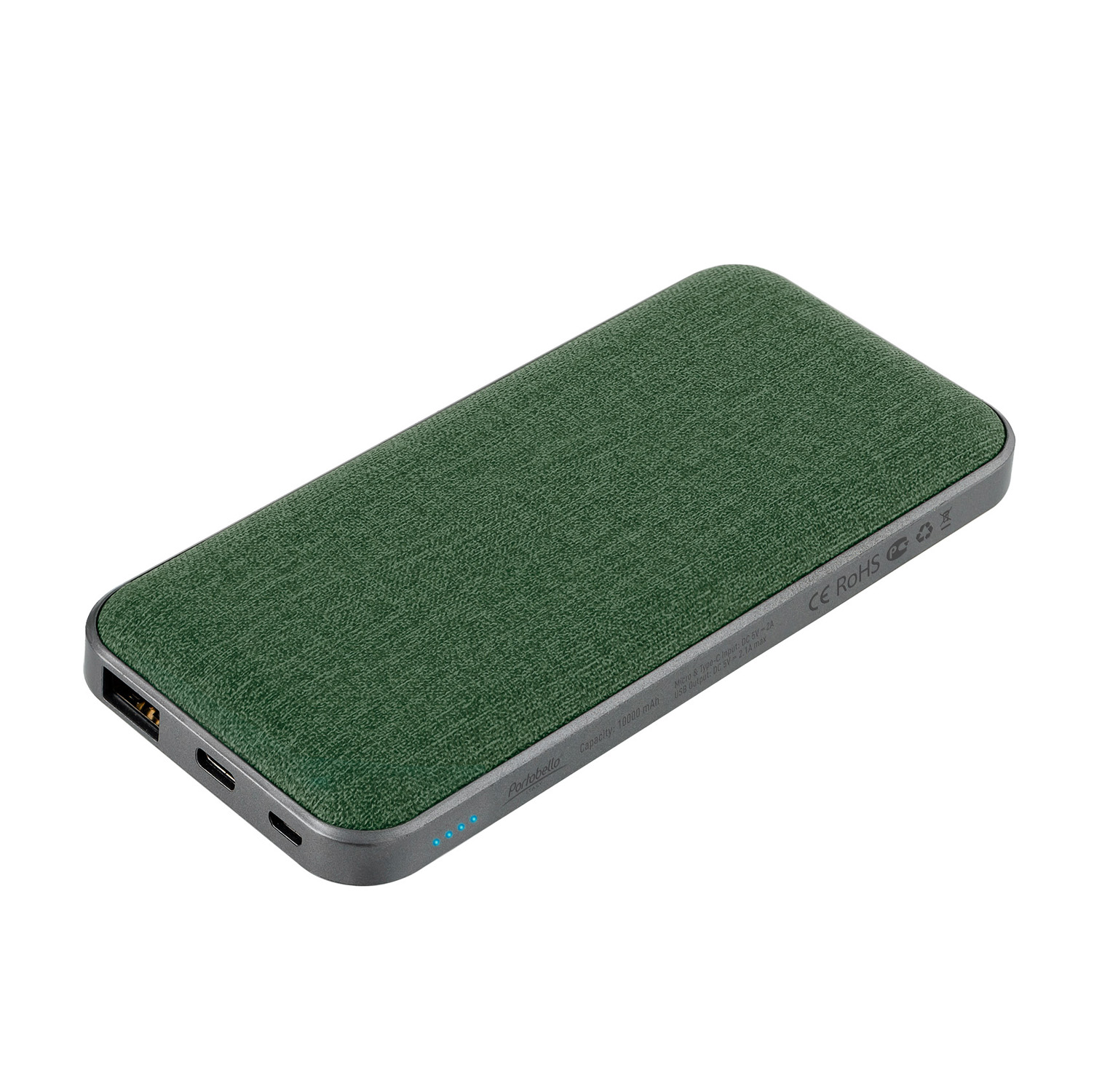 Внешний аккумулятор, Tweed PB, 10000 mah, зеленый, подарочная упаковка с блистером