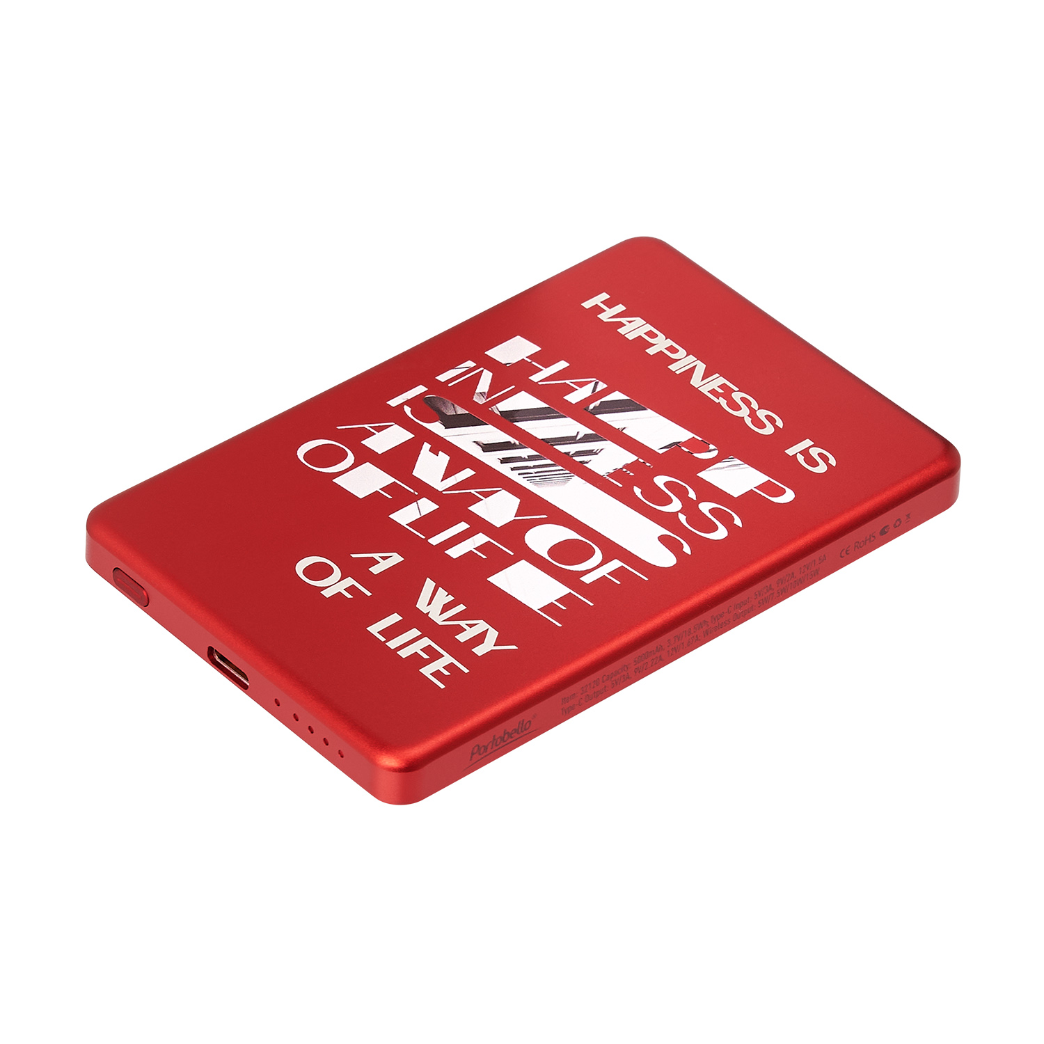 Внешний аккумулятор Atlantis PD 5000mAh с функцией беспроводной зарядки 15W, красный