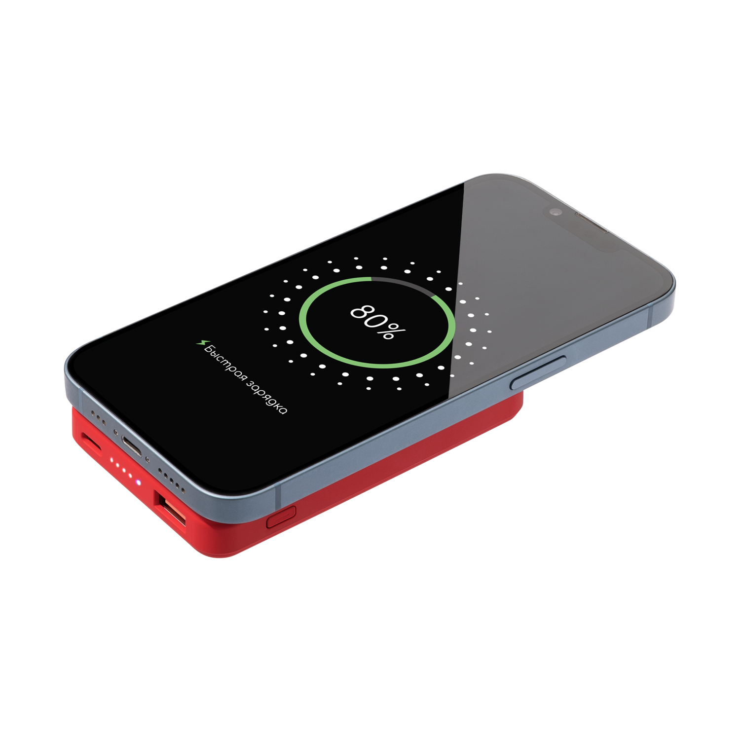 Внешний аккумулятор Largo PD 5000mAh с функцией беспроводной зарядки 15W, красный