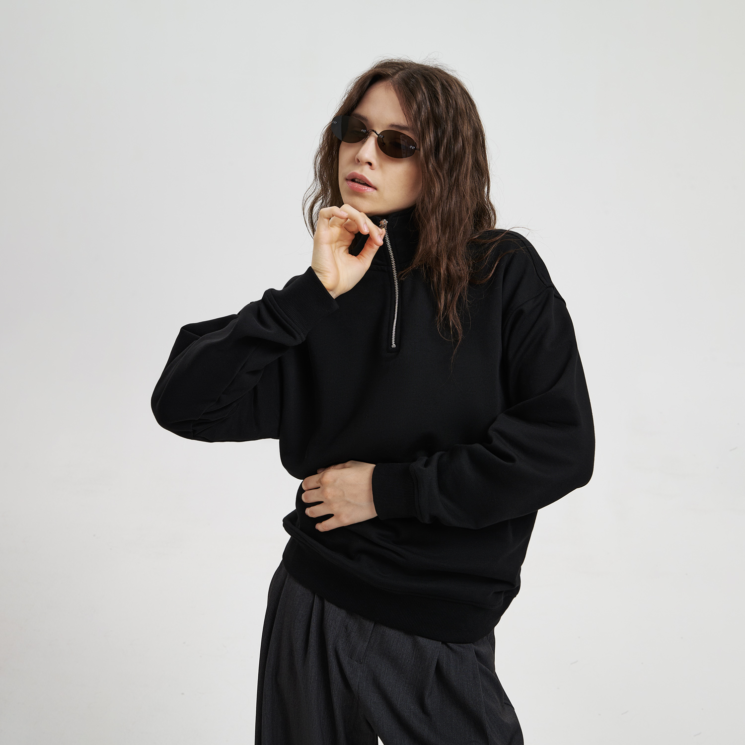 Толстовка на молнии унисекс FLOW, черная, размер M/L