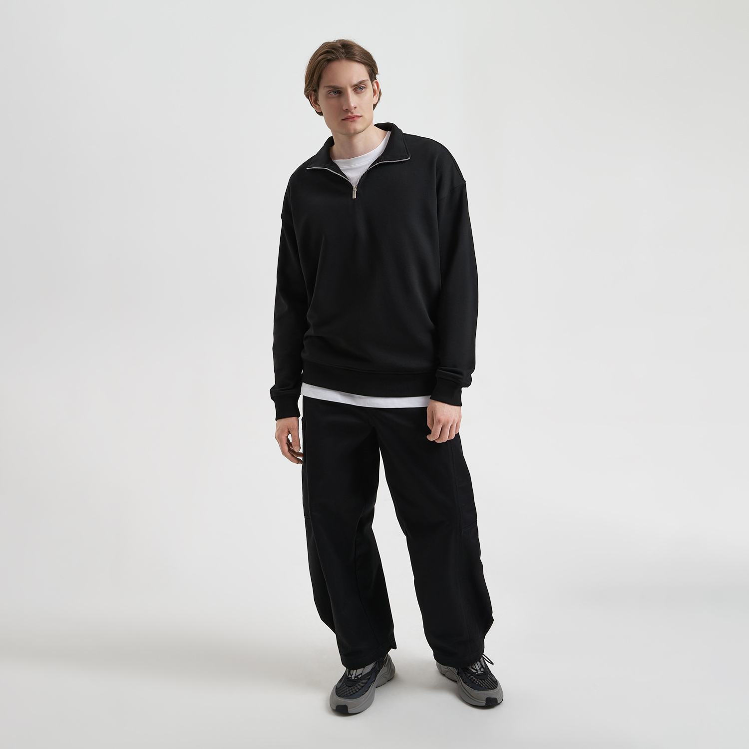 Толстовка на молнии унисекс FLOW, черная, размер 3XL/4XL