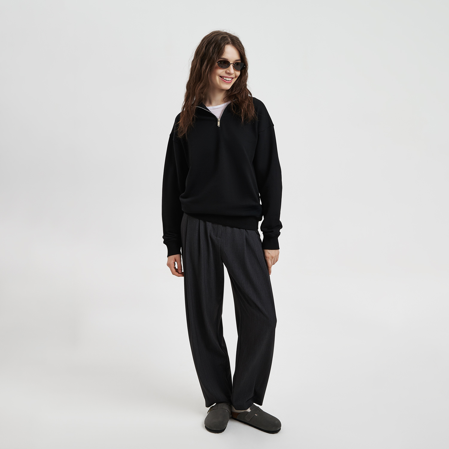 Толстовка на молнии унисекс FLOW, черная, размер 3XL/4XL