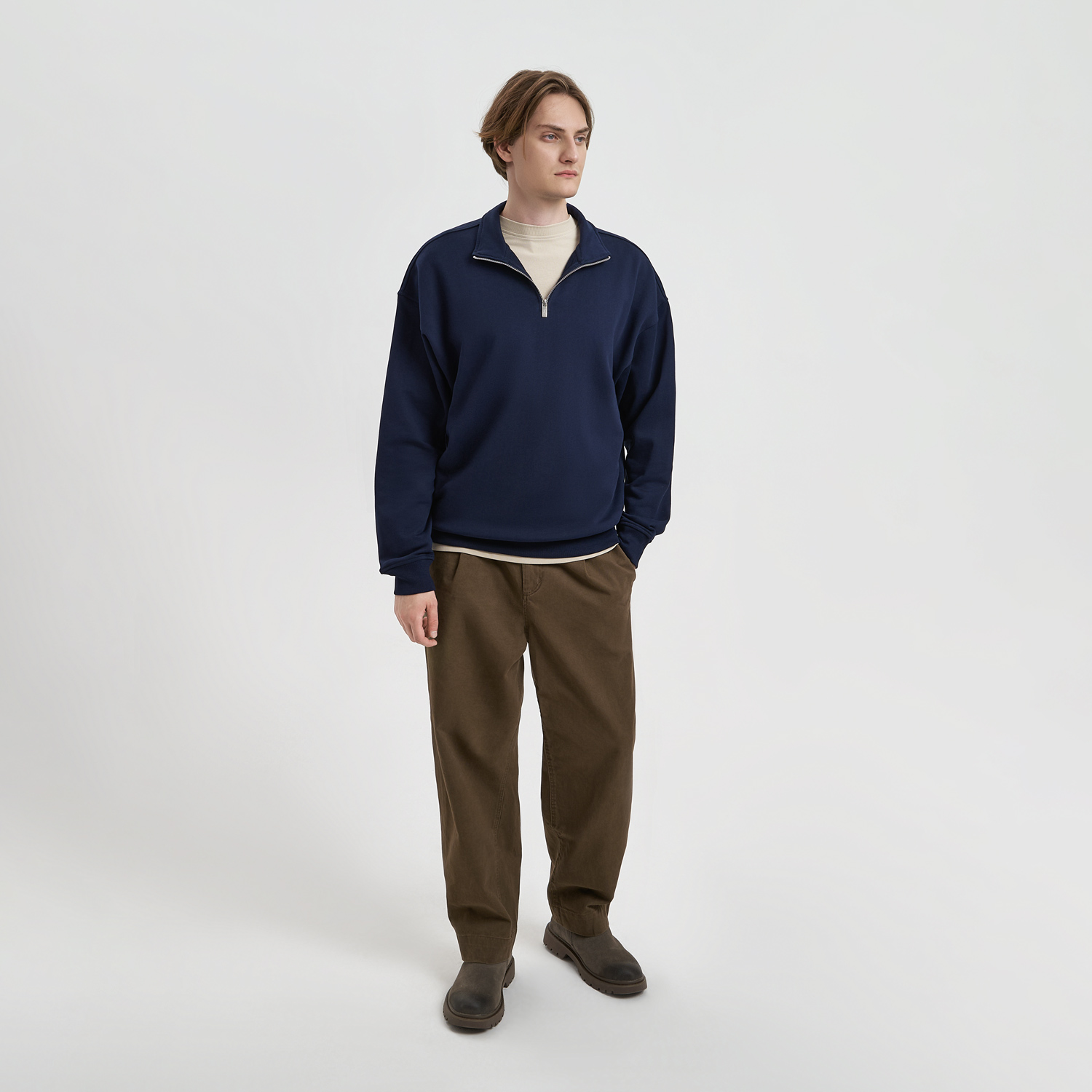 Толстовка на молнии унисекс FLOW, темно-синяя, размер XL/2XL