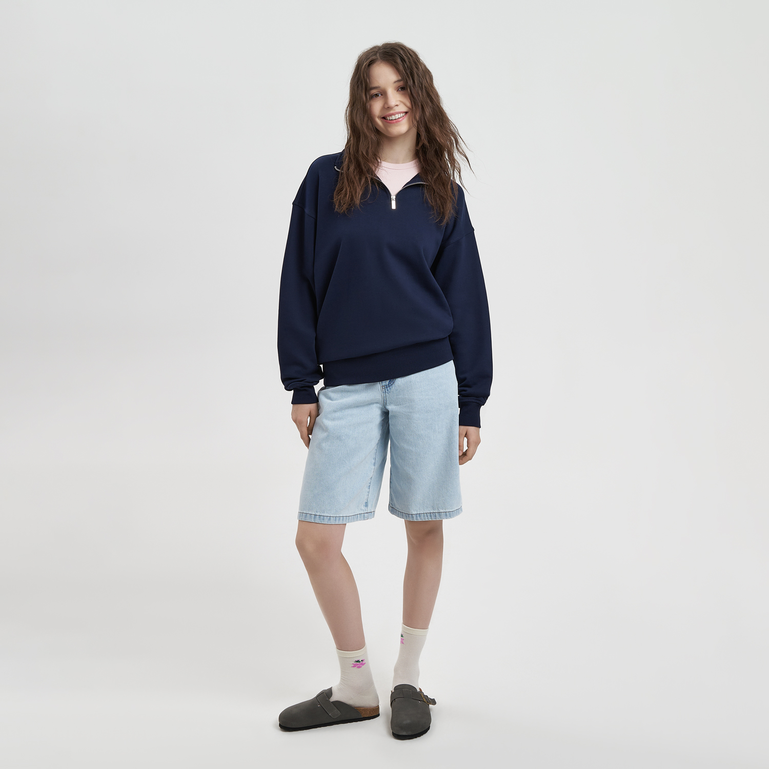 Толстовка на молнии унисекс FLOW, темно-синяя, размер 3XL/4XL