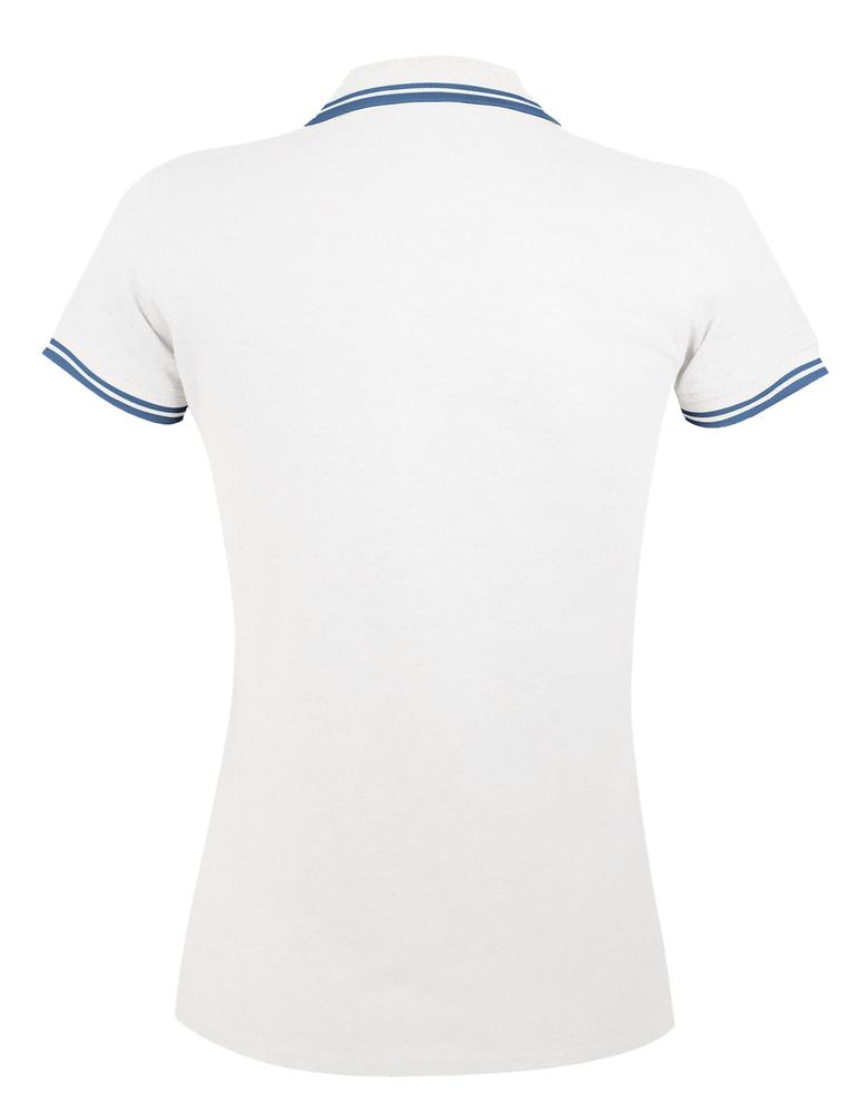 Рубашка поло женская Pasadena Women 200 с контрастной отделкой белая с голубым, размер M
