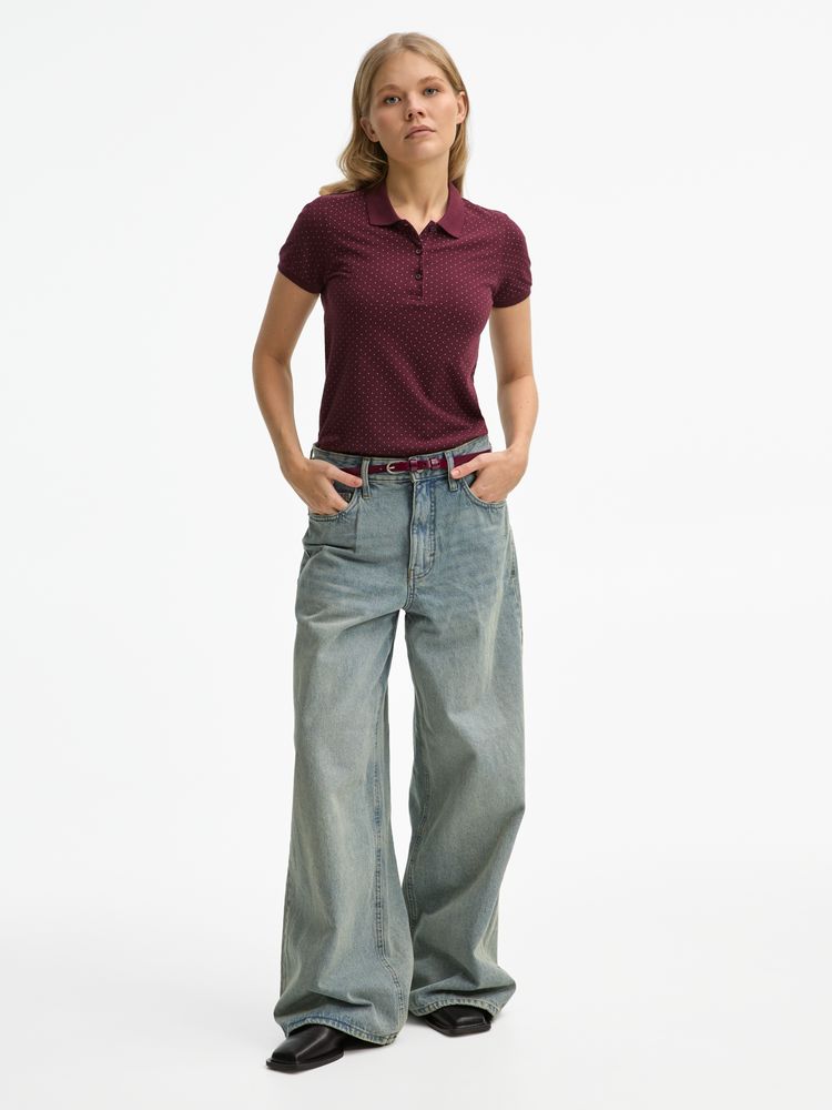 Рубашка поло женская Brandy Women, бордовая с белым, размер S