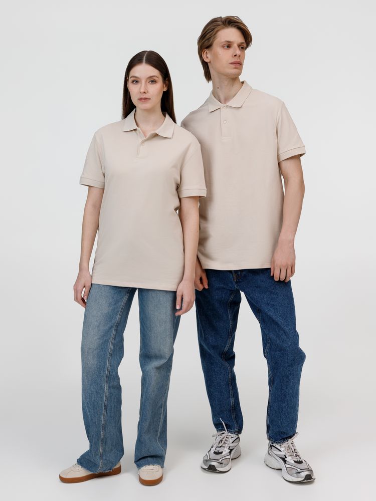 Рубашка поло унисекс Pacific, бежевая (льняная), размер S