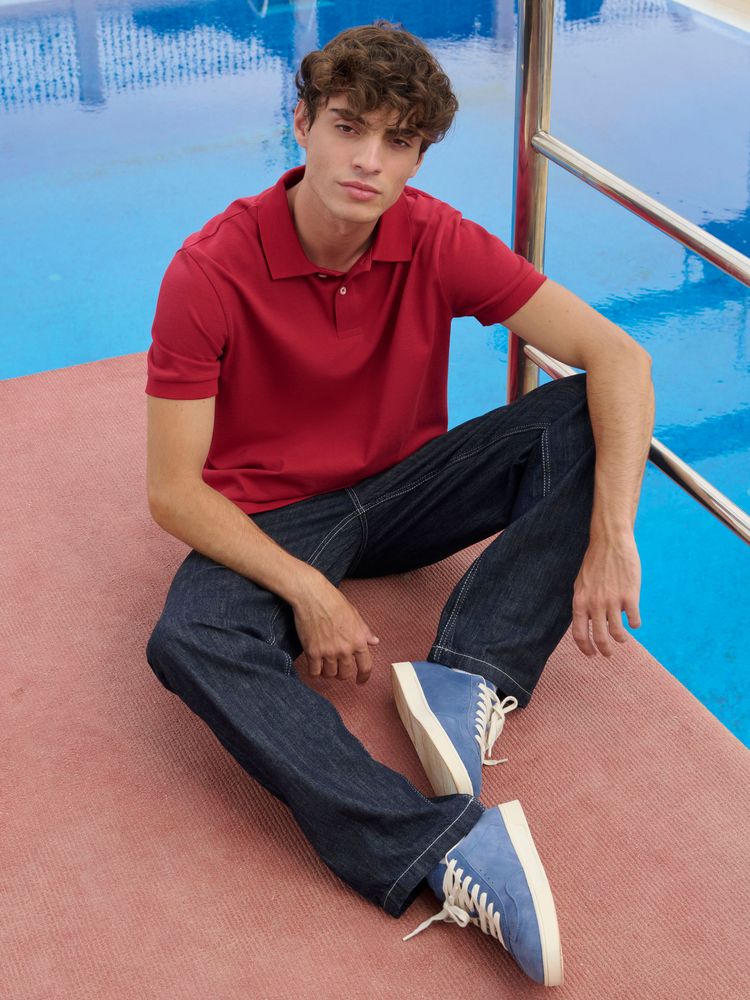 Рубашка поло унисекс Pacific, красная (бургунди), размер XXL