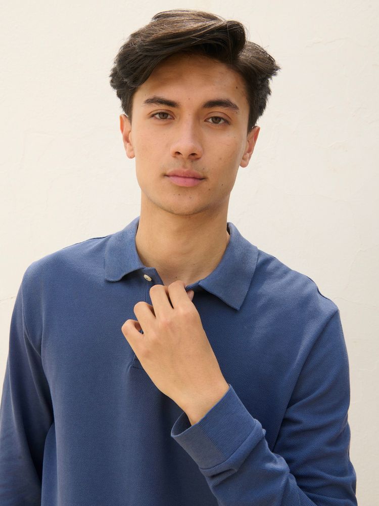 Рубашка поло унисекс с длинным рукавом Pacific LSL, синяя (джинс), размер XXL