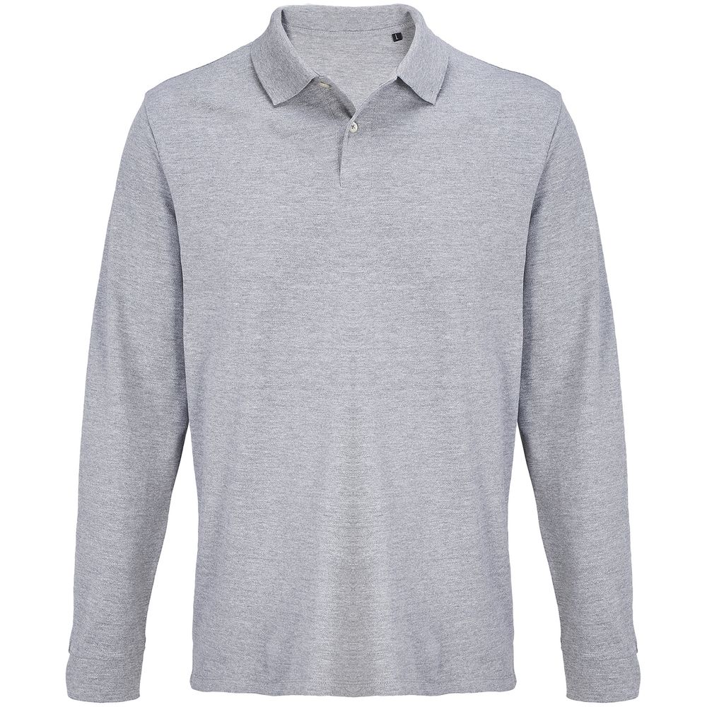 Рубашка поло унисекс с длинным рукавом Pacific LSL, серый меланж, размер S