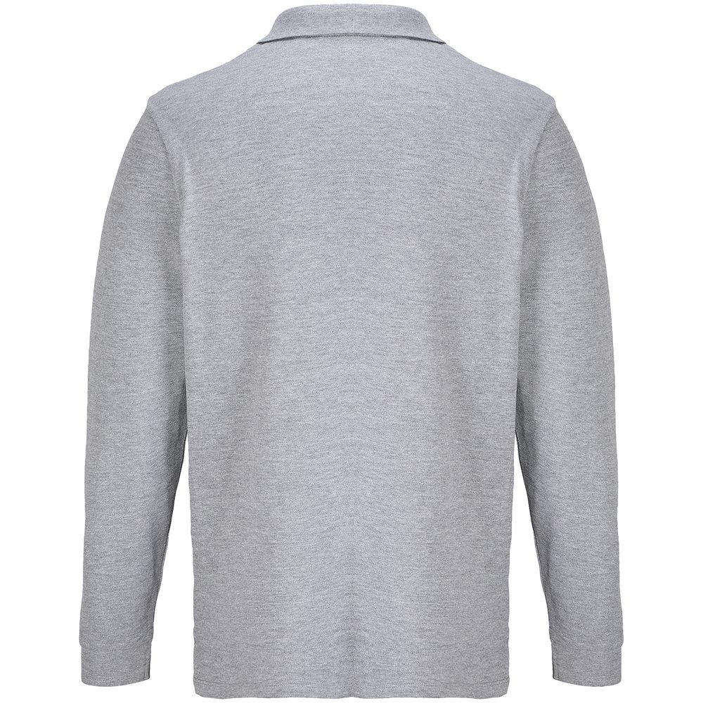 Рубашка поло унисекс с длинным рукавом Pacific LSL, серый меланж, размер S
