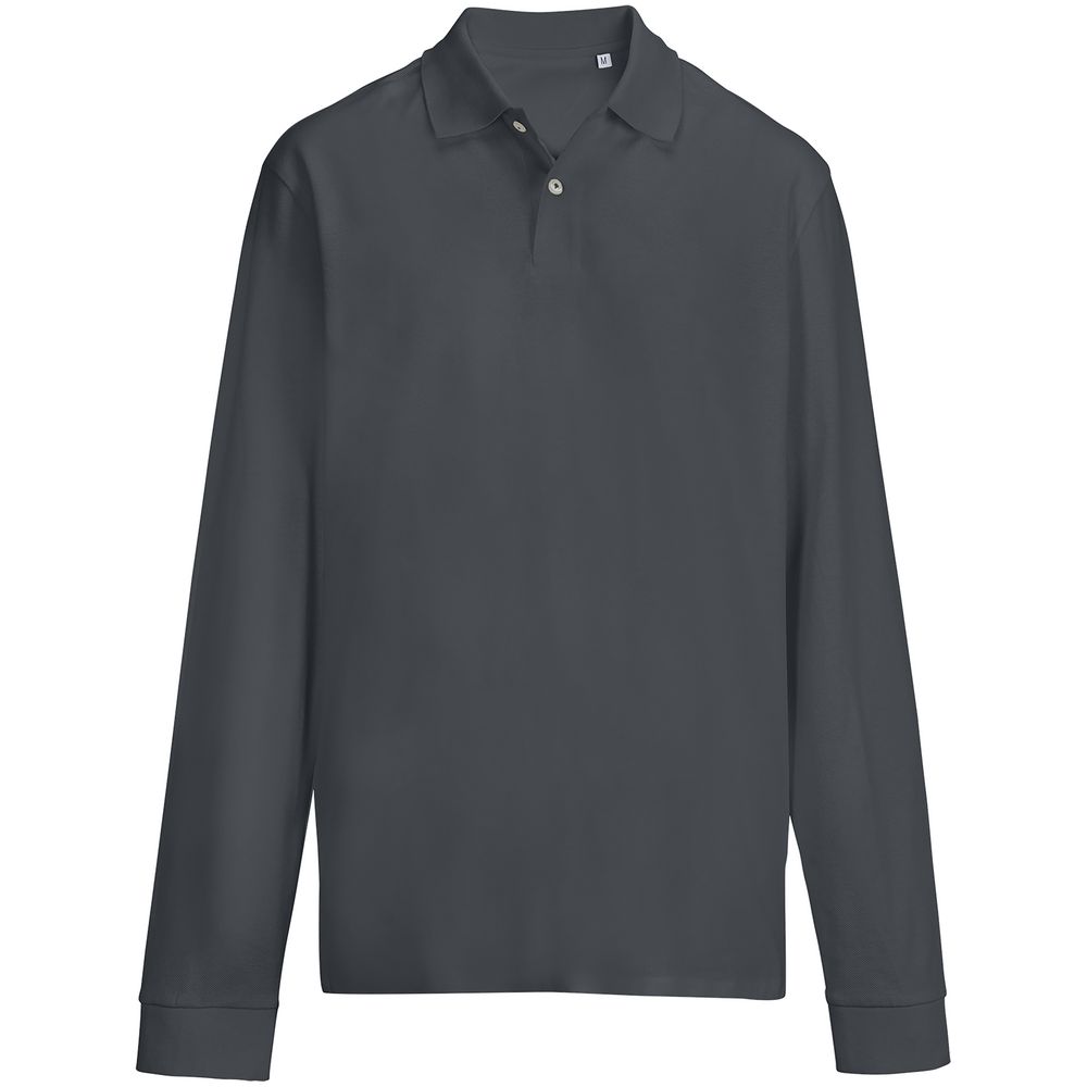 Рубашка поло унисекс с длинным рукавом Pacific LSL, темно-серая (графит), размер XXL