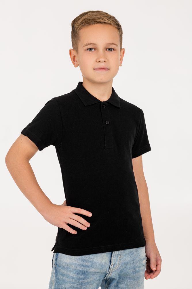 Рубашка поло детская Virma Kids, черная, 10 лет