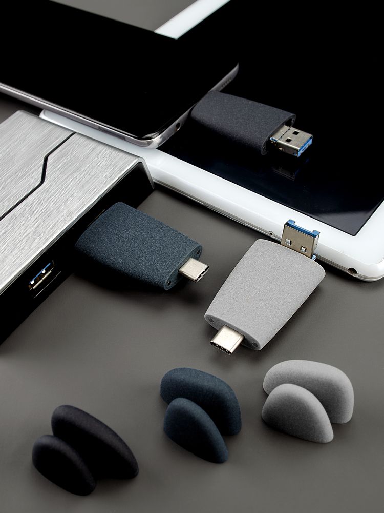 Флешка Pebble Universal, USB 3.0, серо-синяя, 32 Гб