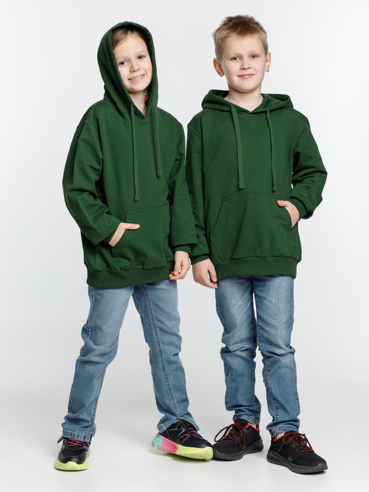 Худи детское Kirenga Kids 2.0, темно-зеленое, 8 лет
