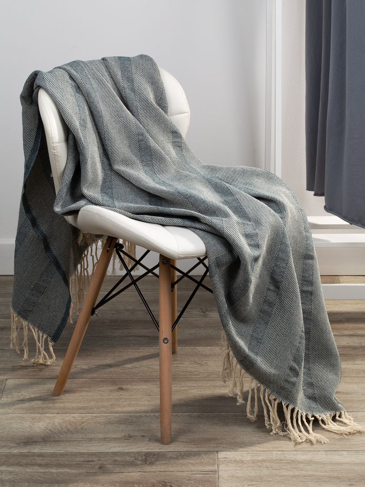 Плед «Сенеж», серо-синий