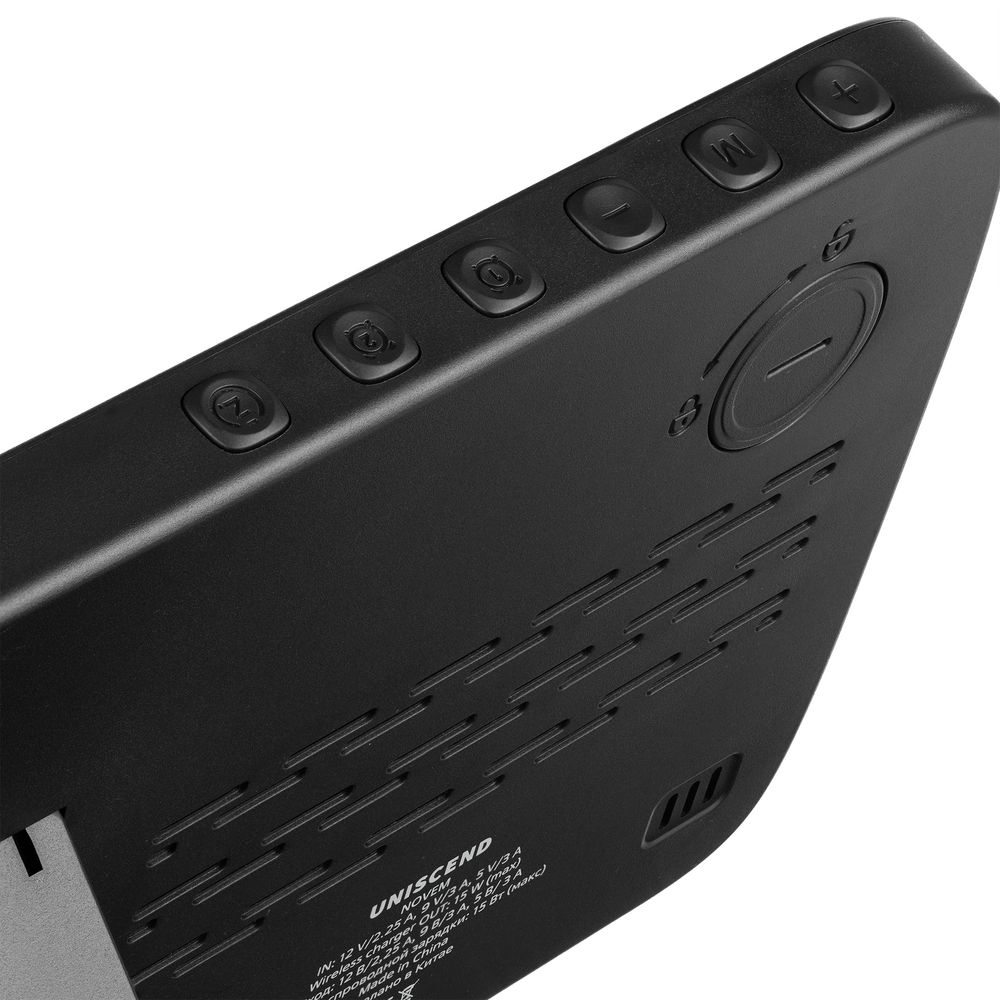 Станция беспроводной зарядки с часами и календарем и подсветкой логотипа Novem, черная