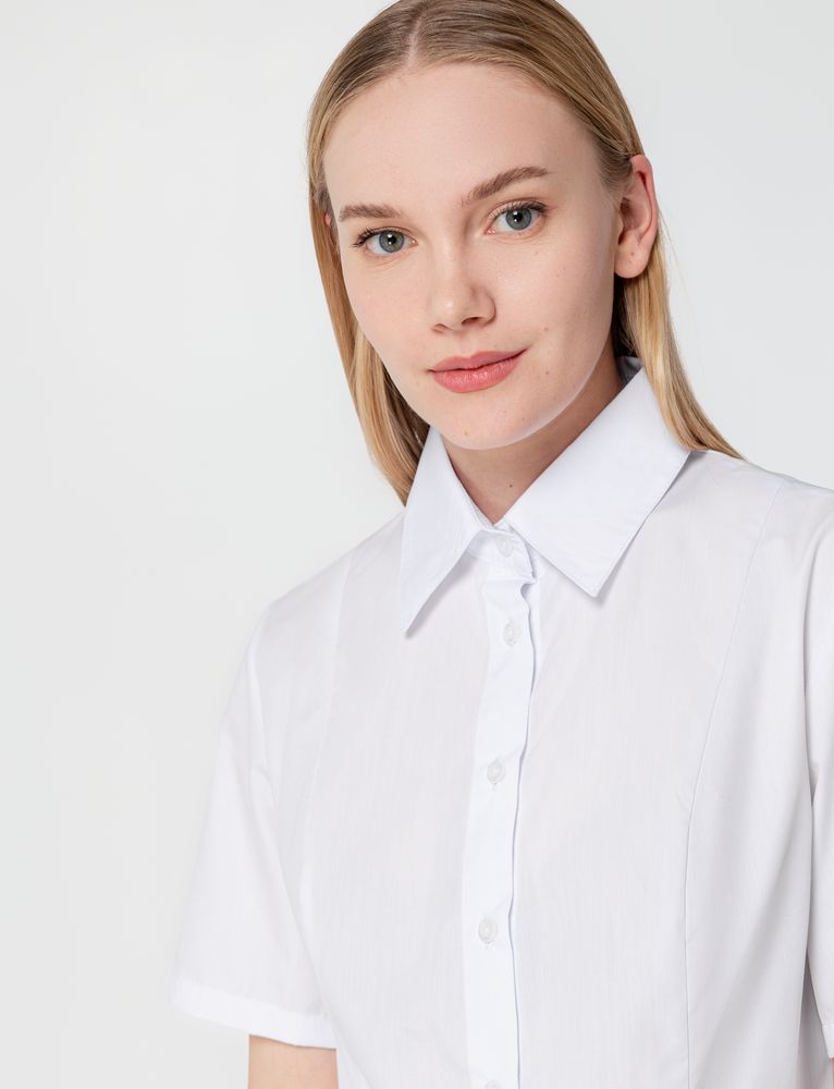 Рубашка женская с коротким рукавом Collar, белая, размер 52; 158-164