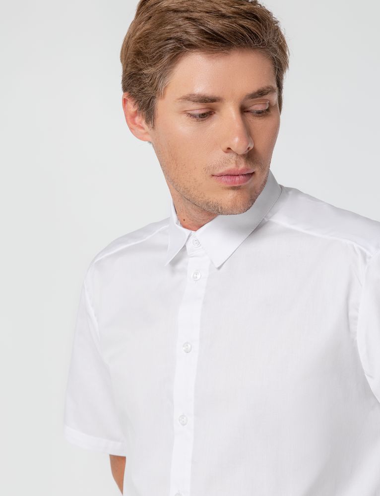 Рубашка мужская с коротким рукавом Collar, белая, размер 46; 188