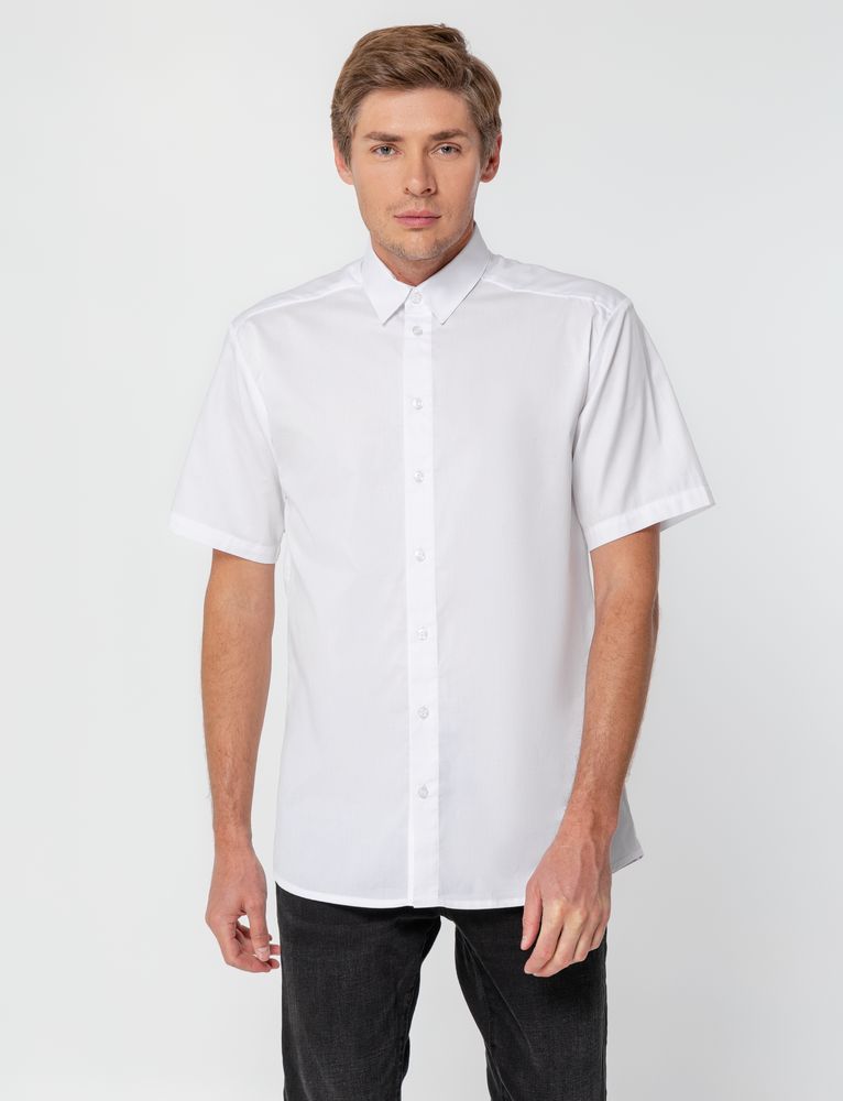 Рубашка мужская с коротким рукавом Collar, белая, размер 52; 176