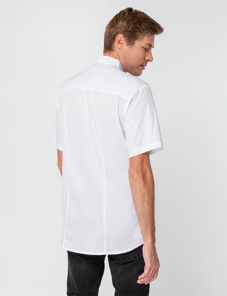 Рубашка мужская с коротким рукавом Collar, белая, размер 42; 176