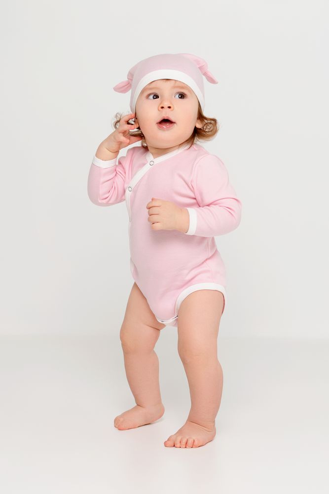 Боди детское Baby Prime, розовое с молочно-белым, размер 68 см