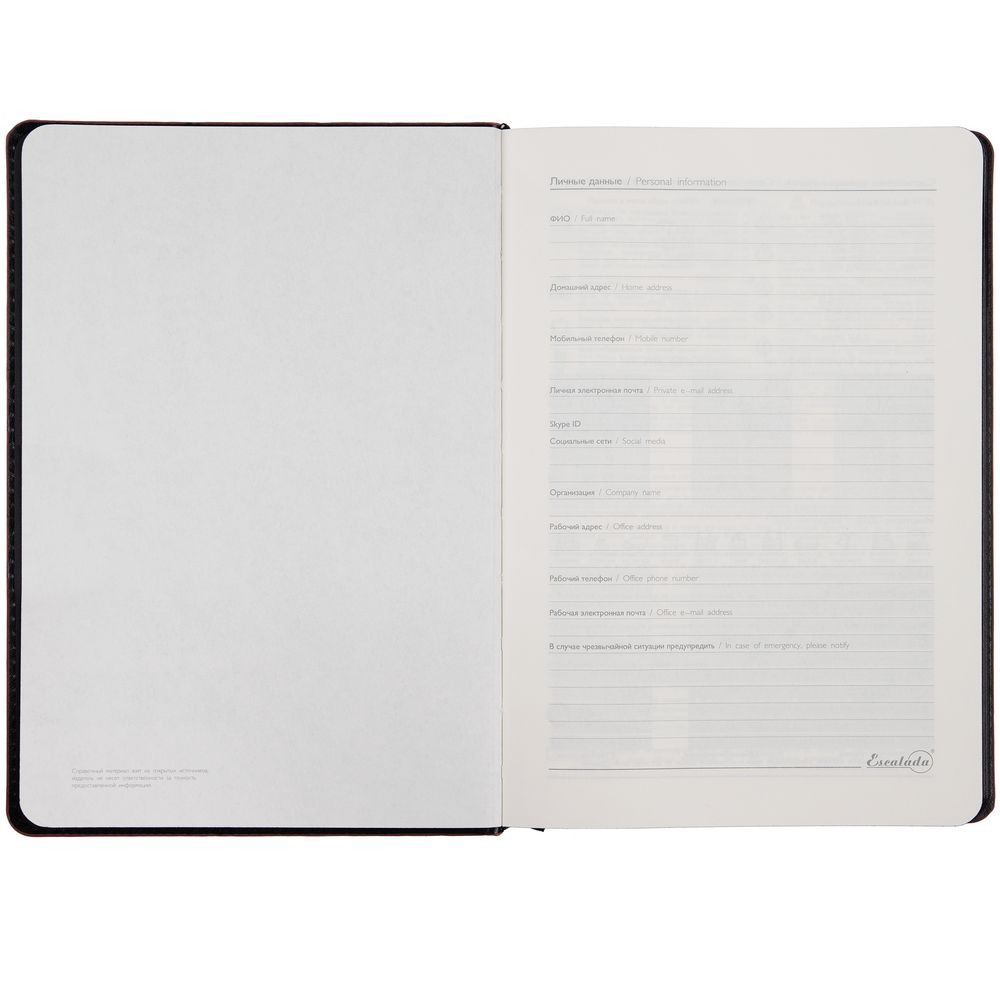 Ежедневник Alanis, недатированный, черный с красным