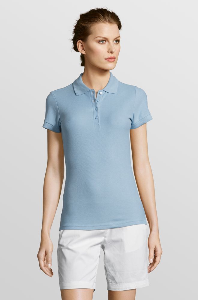 Рубашка поло женская People 210 голубая, размер S