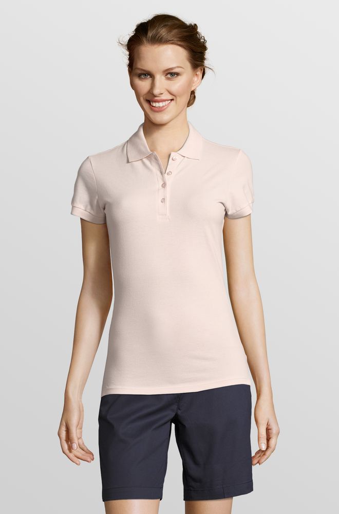 Рубашка поло женская People 210 нежно-розовая, размер XXL