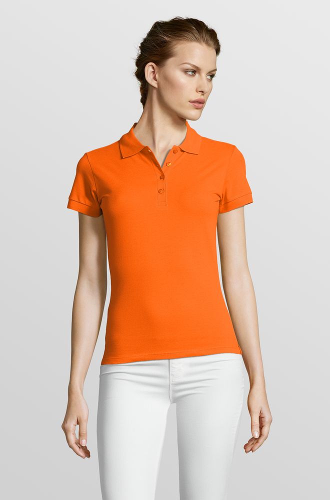 Рубашка поло женская People 210 оранжевая, размер L