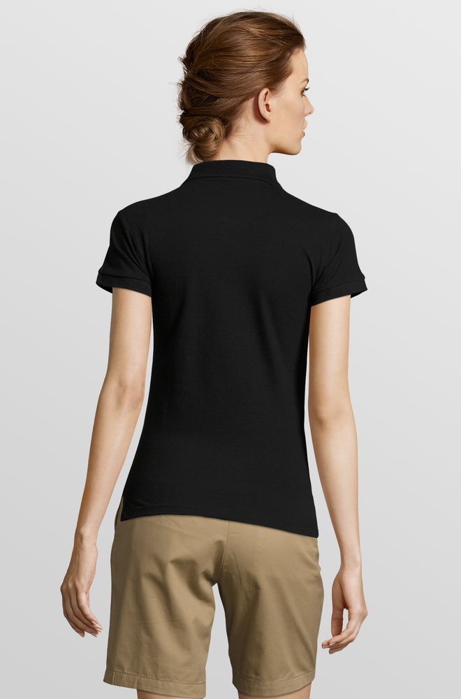 Рубашка поло женская People 210 черная, размер L
