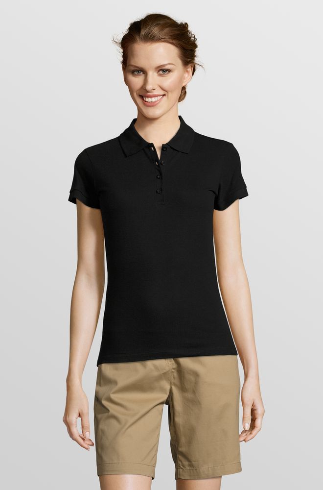 Рубашка поло женская People 210 черная, размер L