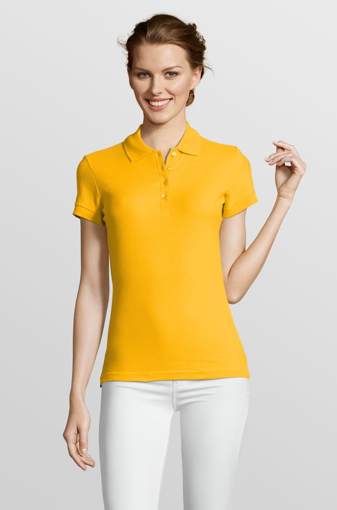 Рубашка поло женская People 210 желтая, размер M