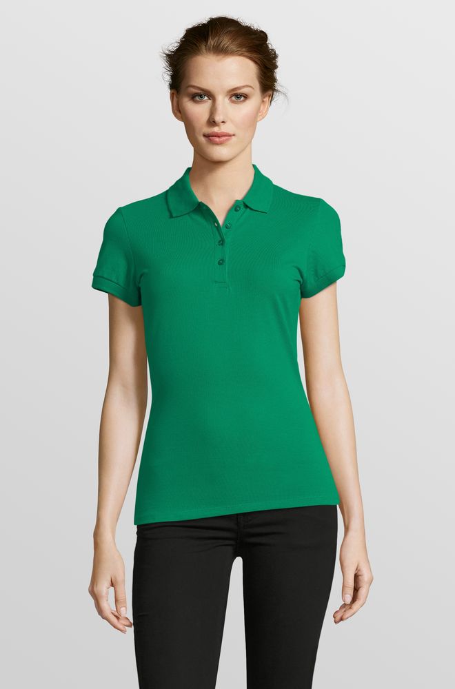 Рубашка поло женская People 210 ярко-зеленая, размер XL