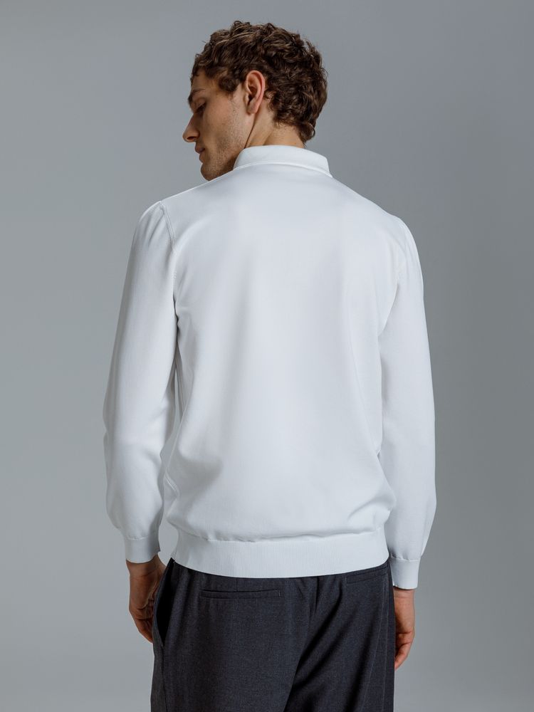 Рубашка поло мужская с длинным рукавом Terrazzo, белая, размер 2XL/3XL