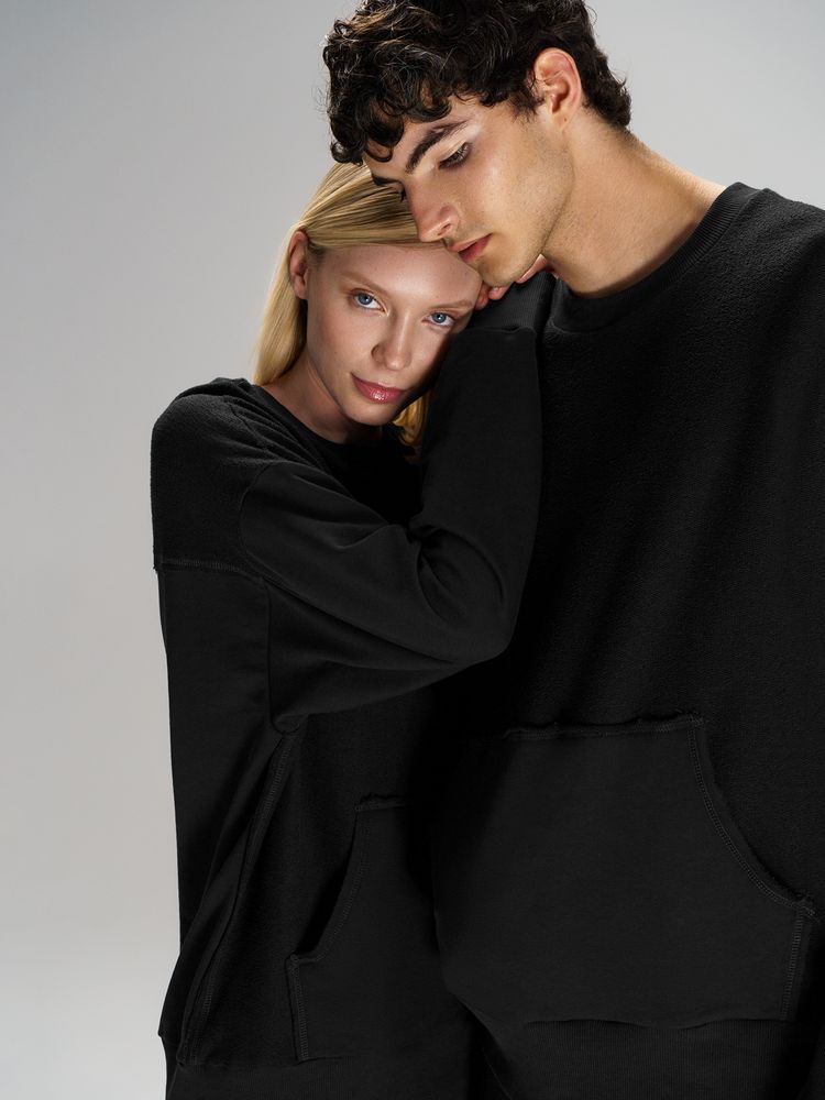 Свитшот оверсайз унисекс Vozduh, черный, размер XS/S