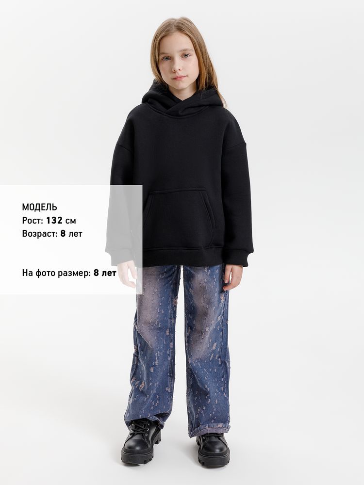 Худи детское оверсайз Junipero, черное, 6 лет