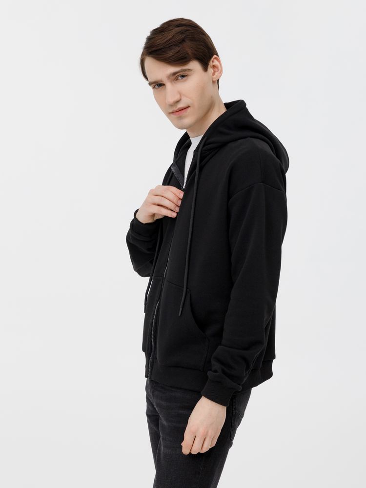 Толстовка унисекс оверсайз на молнии Zippy Terry, черная, размер M/L