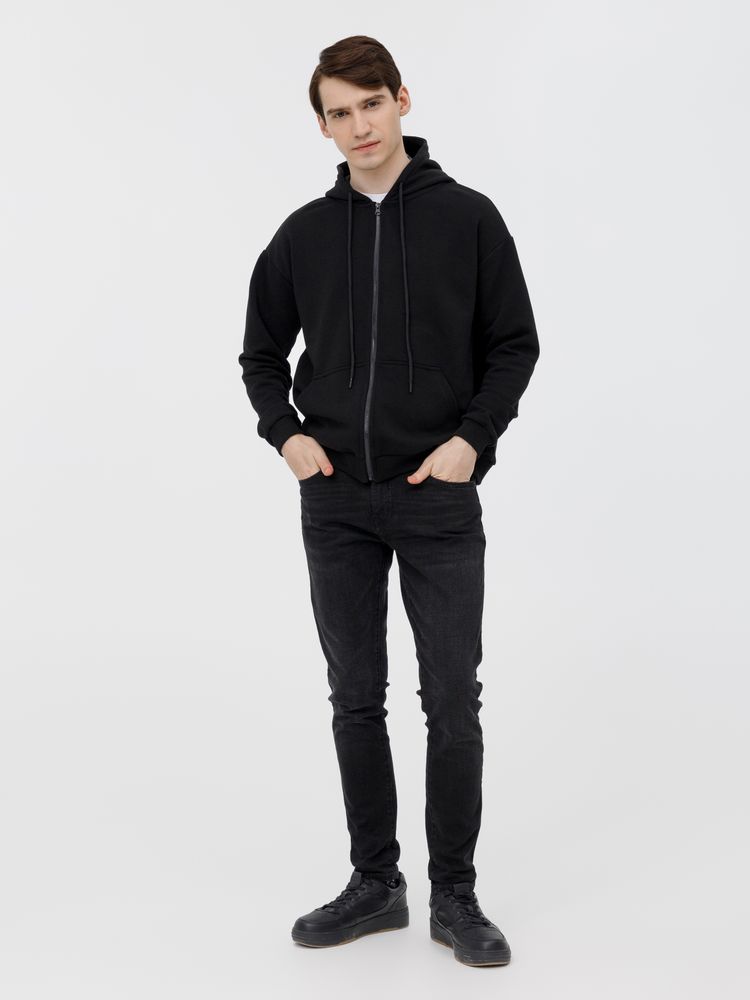 Толстовка унисекс оверсайз на молнии Zippy Terry, черная, размер M/L