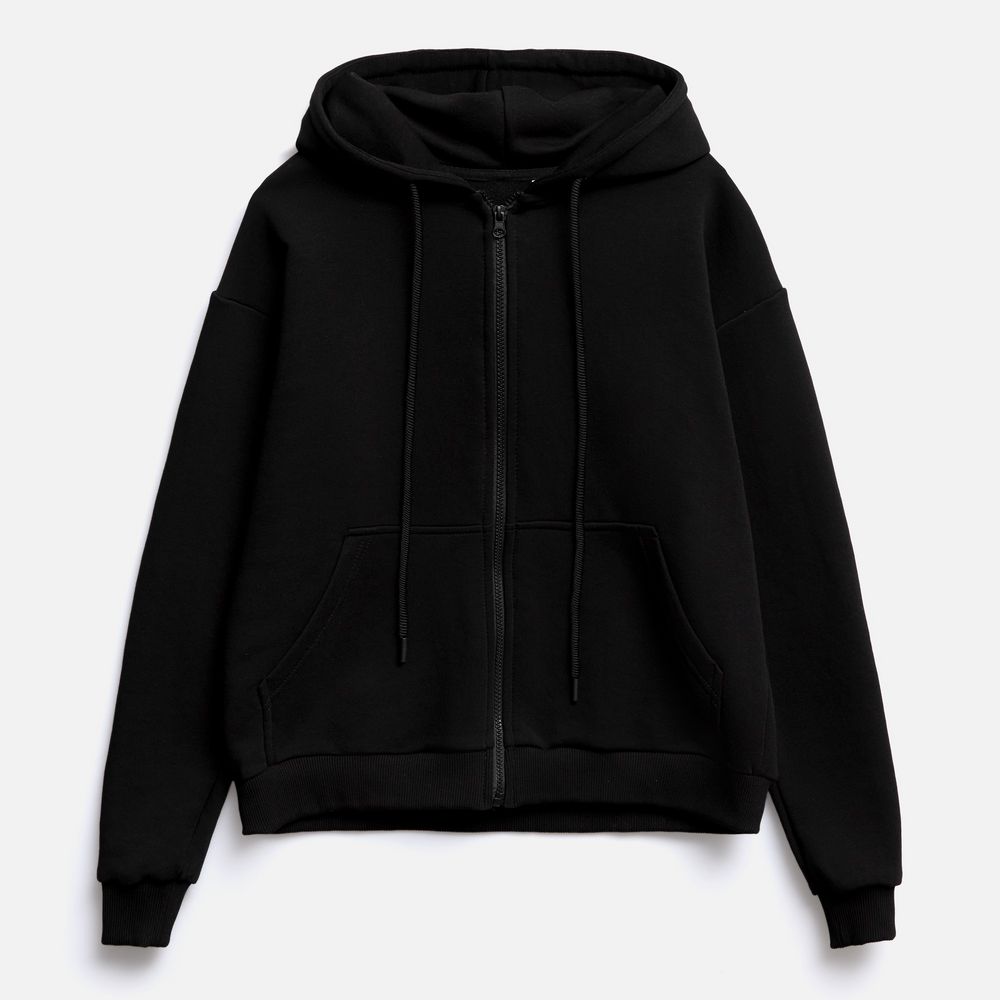 Толстовка унисекс оверсайз на молнии Zippy Terry, черная, размер M/L