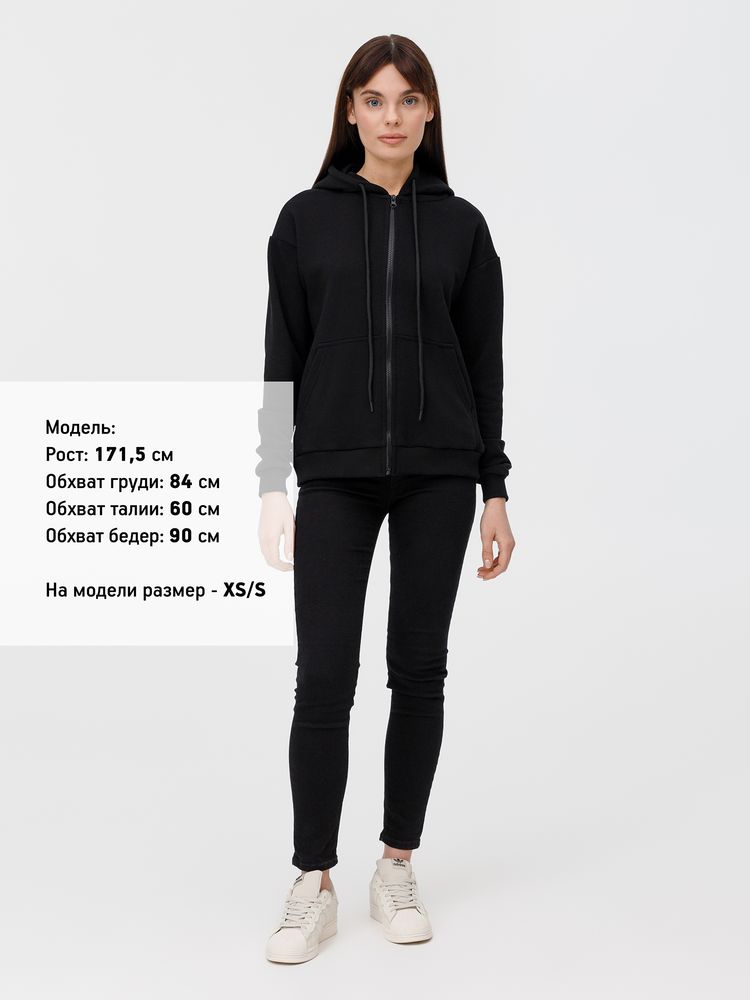 Толстовка унисекс оверсайз на молнии Zippy Terry, черная, размер M/L