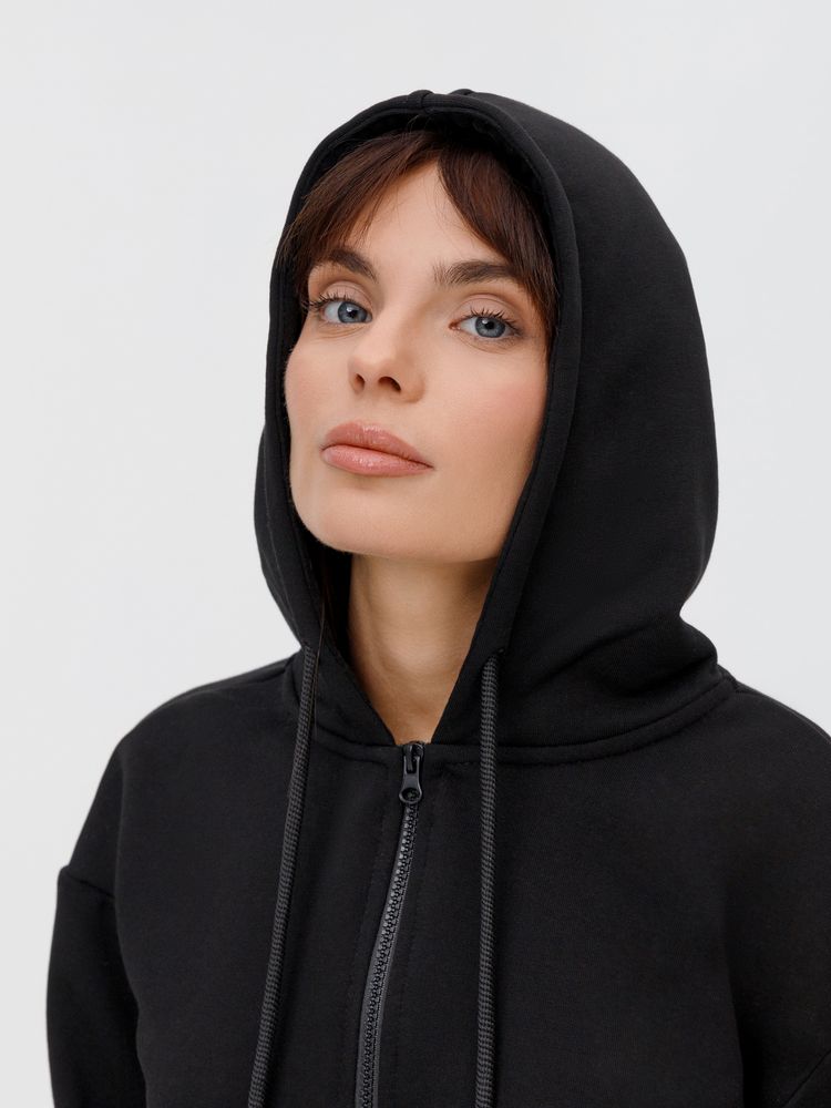 Толстовка унисекс оверсайз на молнии Zippy Terry, черная, размер M/L