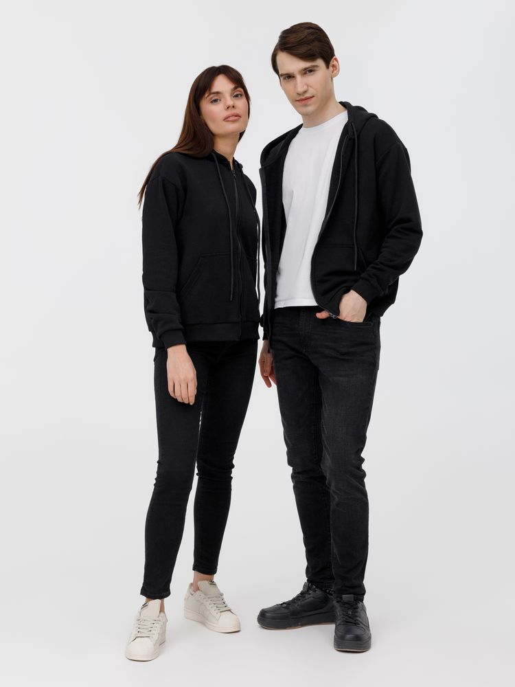 Толстовка унисекс оверсайз на молнии Zippy Terry, черная, размер M/L