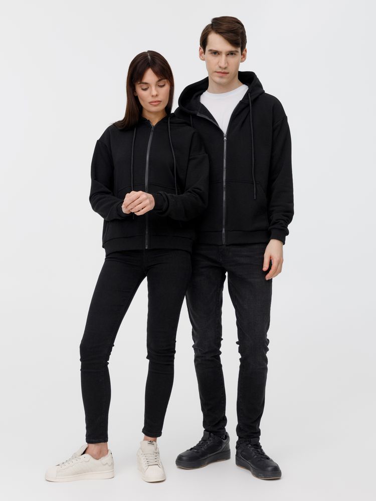Толстовка унисекс оверсайз на молнии Zippy Terry, черная, размер M/L
