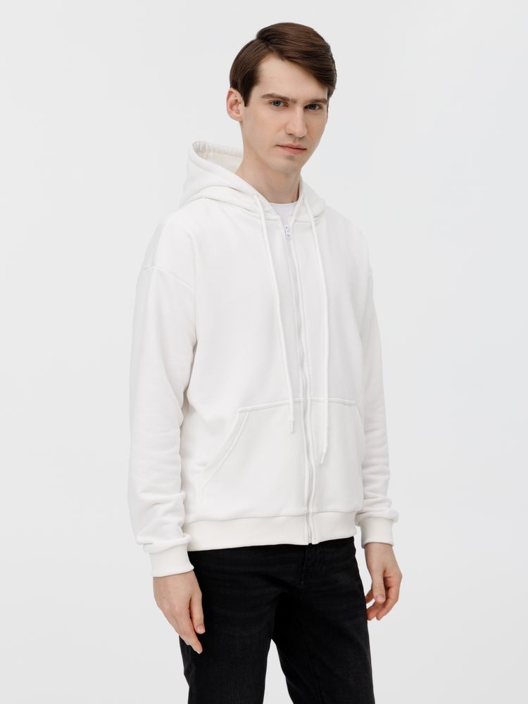 Толстовка унисекс оверсайз на молнии Zippy Terry, белая, размер XL/XXL