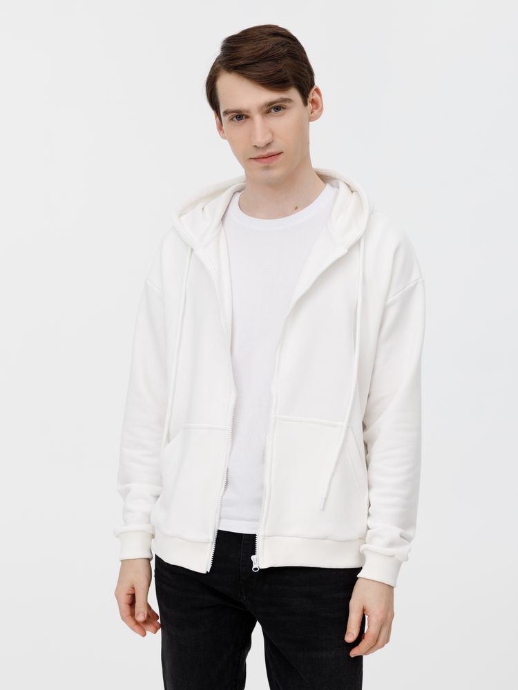 Толстовка унисекс оверсайз на молнии Zippy Terry, белая, размер XL/XXL