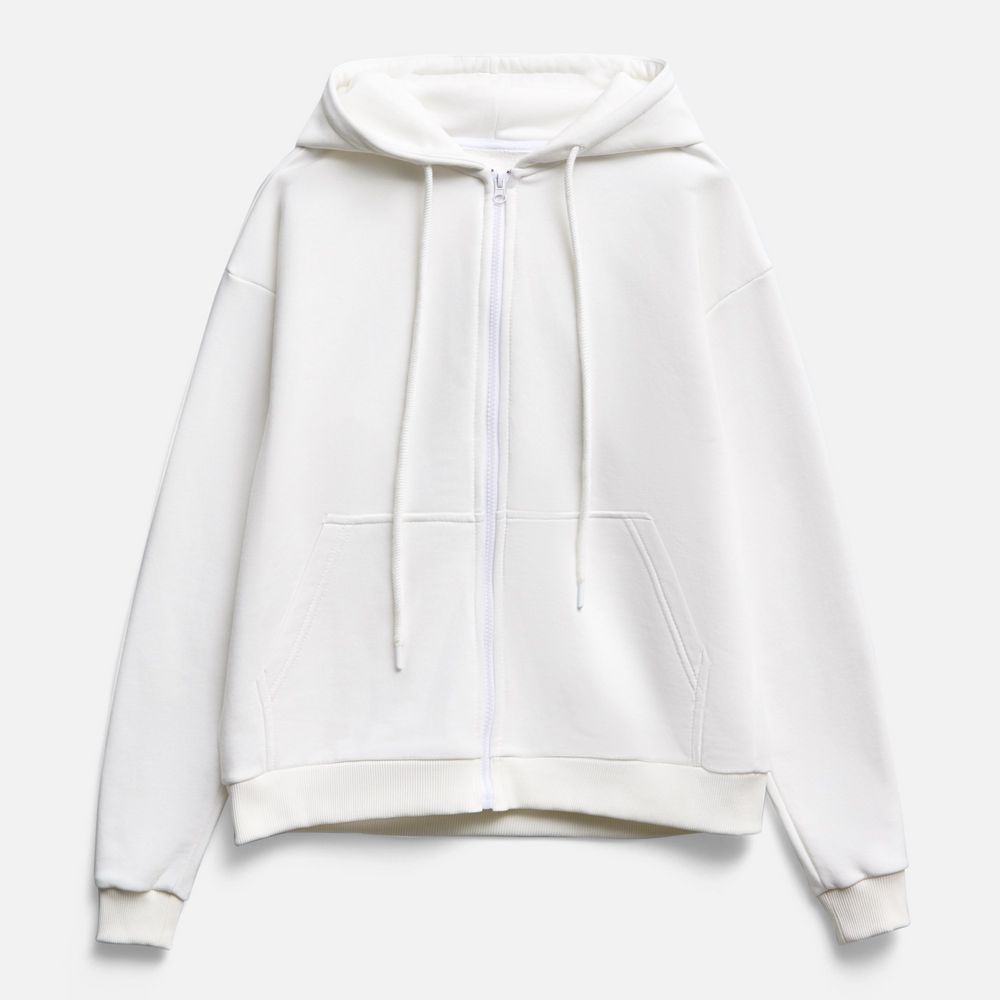 Толстовка унисекс оверсайз на молнии Zippy Terry, белая, размер XL/XXL